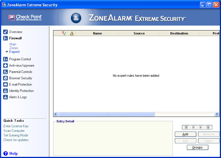 Firewall Expert Rule List